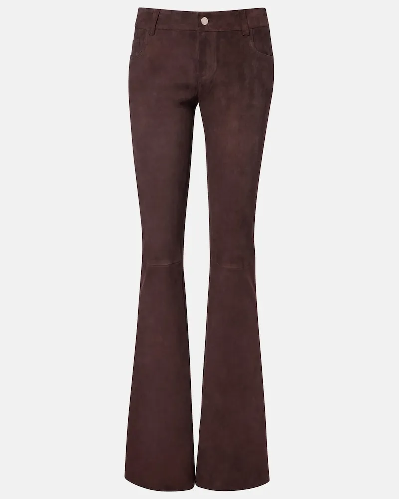 Stouls Pantaloni Pawlonia in camoscio svasati Marrone