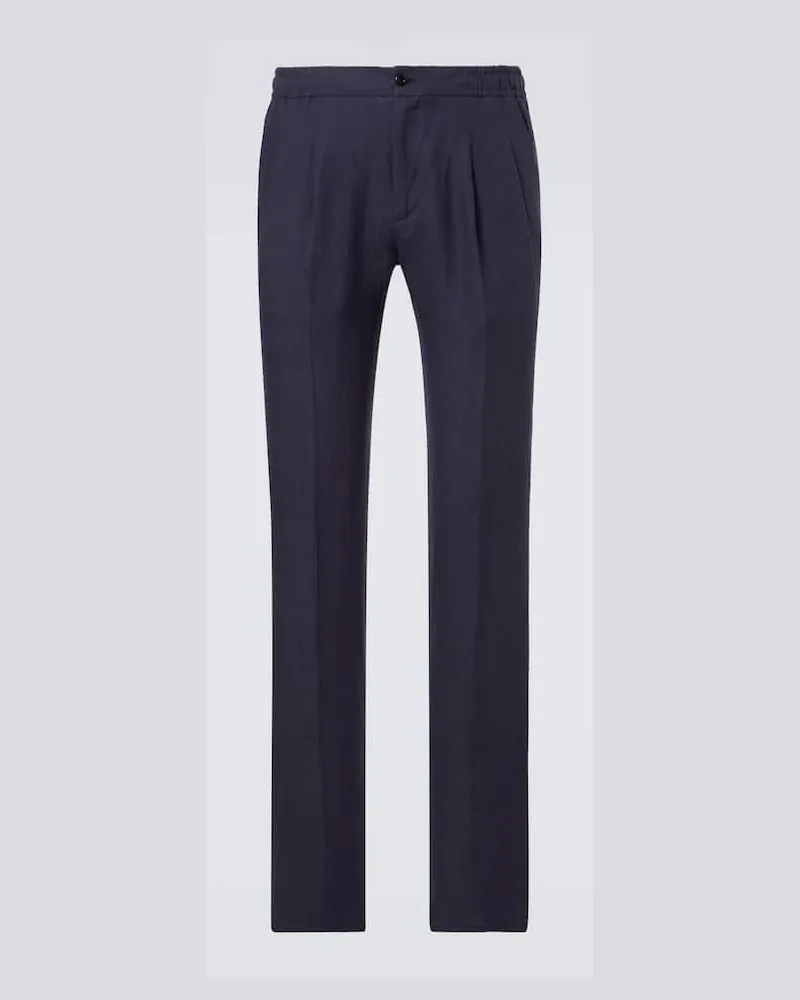 Rubinacci Pantaloni affusolati in lino Blu