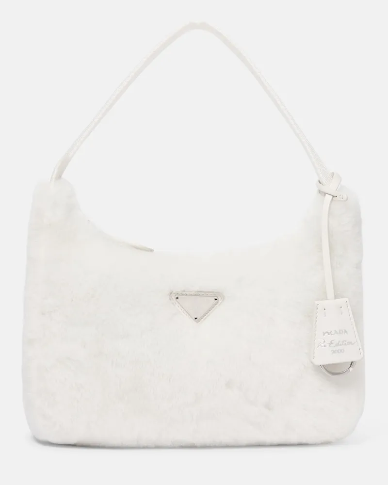 Prada Borsa a spalla Re-Edition 2000 in shearling Bianco