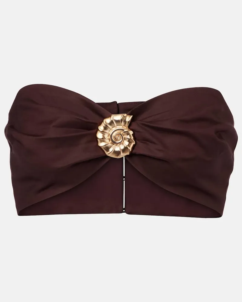 Adriana Degreas Top a fascia in misto cotone Marrone