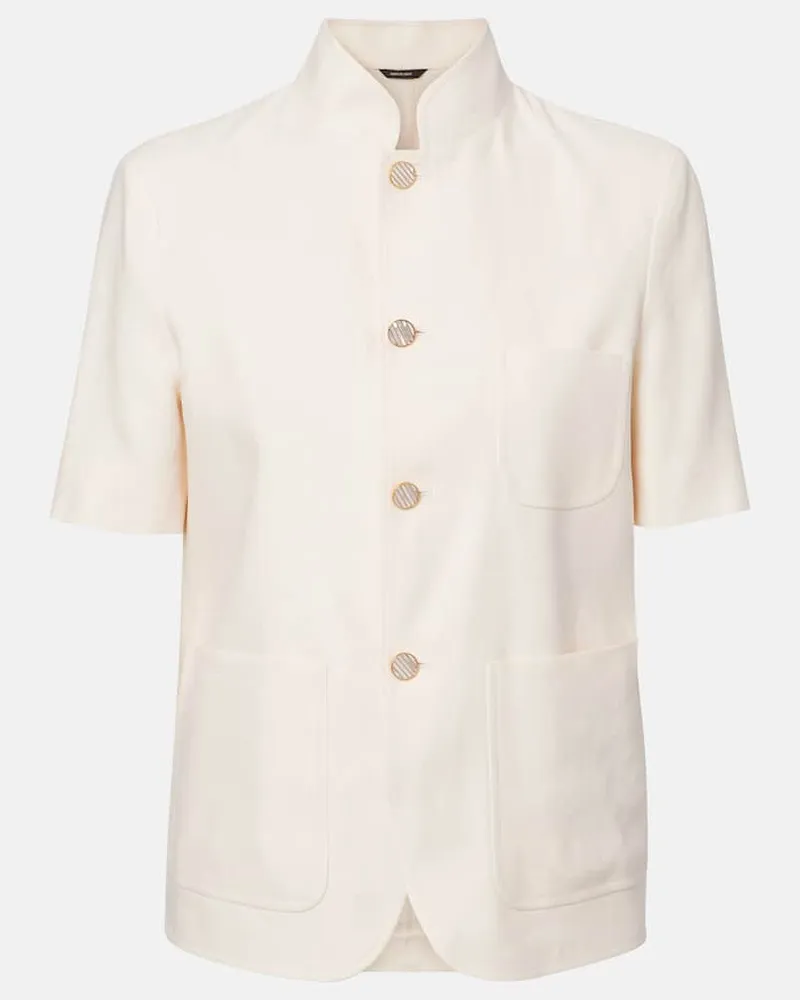 Loro Piana Camicia in lino e lana Bianco