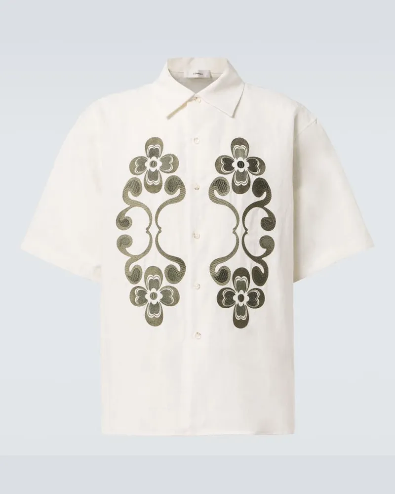 COMMAS Camicia bowling Reflection con ricamo Bianco