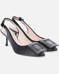 Roger Vivier Pumps slingback in denim con frange Nero