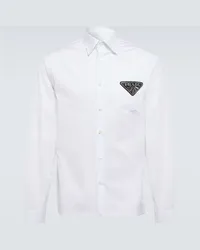 Prada Camicia in cotone con logo Bianco