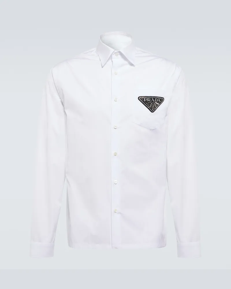 Prada Camicia in cotone con logo Bianco