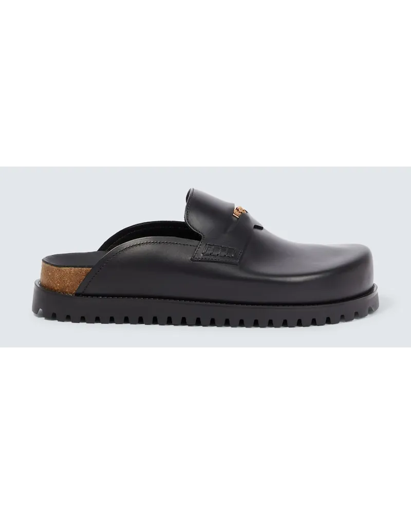 Versace Slippers Medusa in pelle con logo Beige