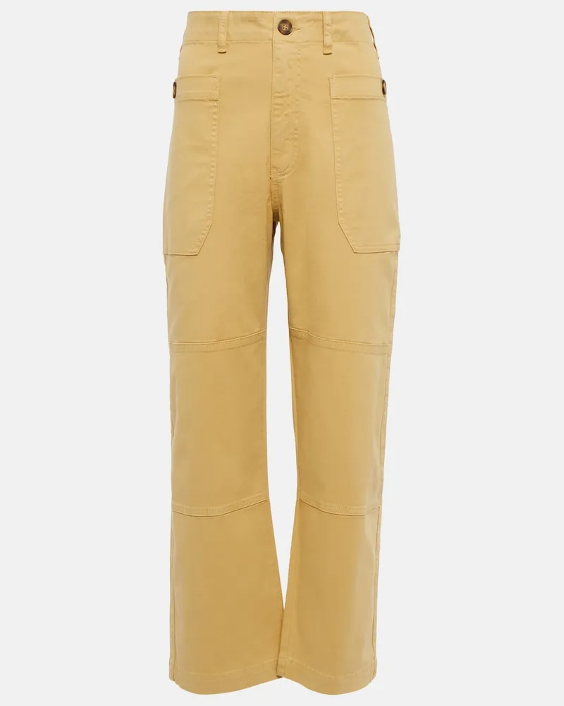 Frame Denim Pantaloni cargo cropped a vita alta Beige