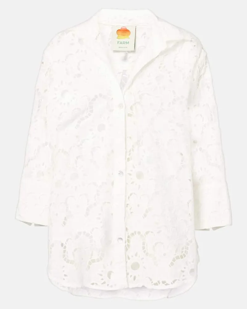 FARM Rio Camicia White Sun in cotone sangallo Bianco