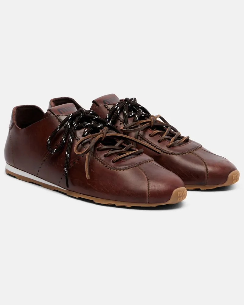 Miu Miu Sneakers Plume in pelle Marrone