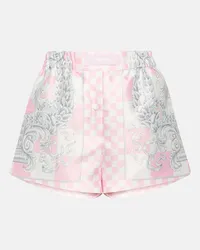 Versace Shorts in raso duchesse con stampa Rosa