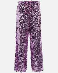 Oséree Oséree Pantaloni a gamba larga con paillettes Rosa