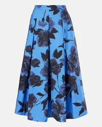 Erdem Gonna midi in popeline di cotone Blu