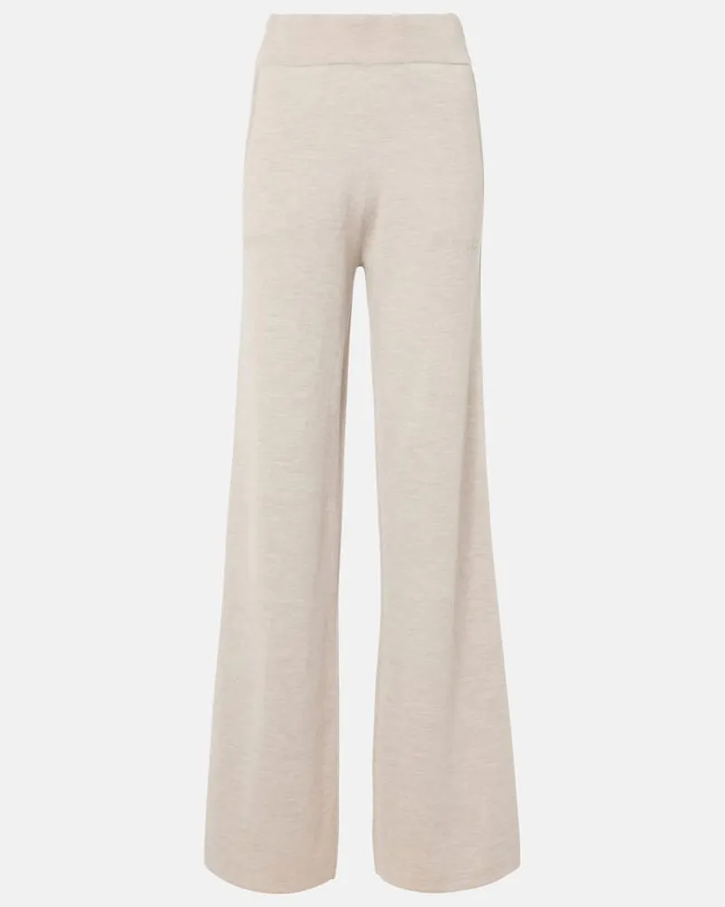 Max Mara Pantaloni a gamba larga Wilma in lana Beige