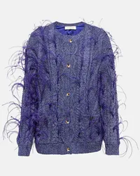 Valentino Garavani Cardigan a trecce con piume Viola