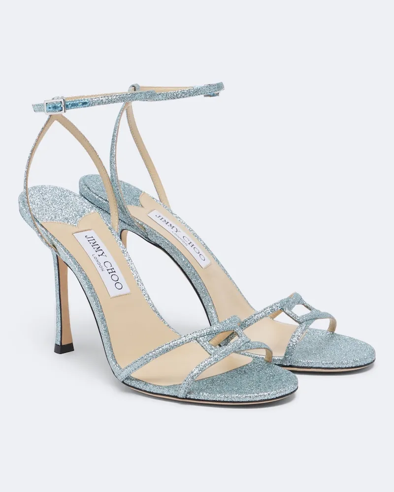 Jimmy Choo Sandali 1998 Leo in glitter Blu