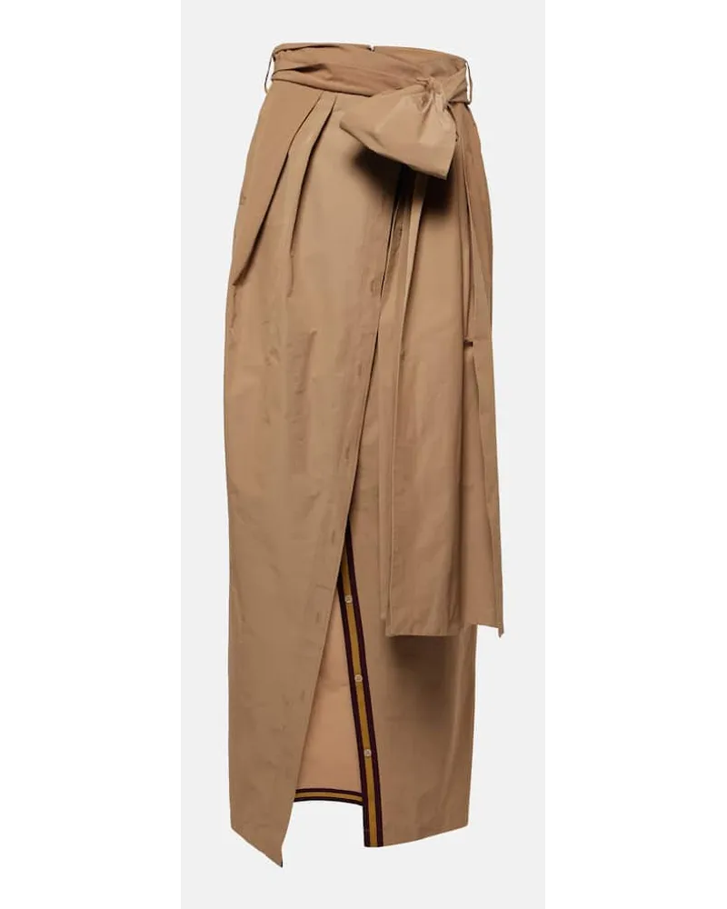 Dries van Noten Gonna lunga in misto cotone Beige