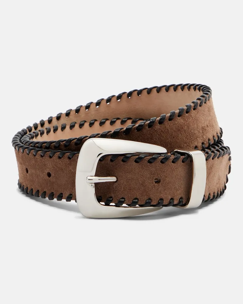 KHAITE Cintura Benny in suede Beige