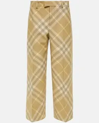 Burberry Pantaloni a gamba larga Burberry Check in lana Beige