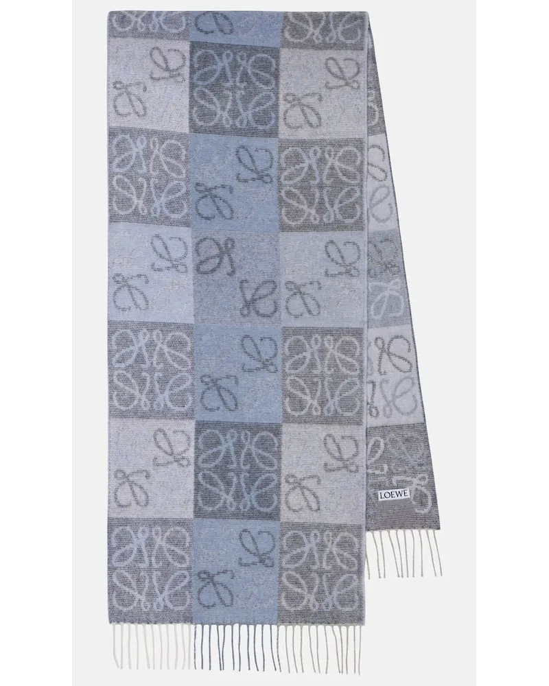 Loewe Sciarpa Anagram in lana e cashmere Blu