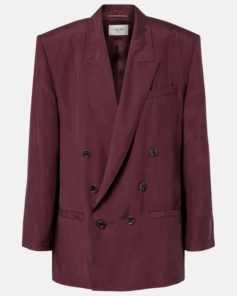Saint Laurent Blazer doppiopetto in seta Viola