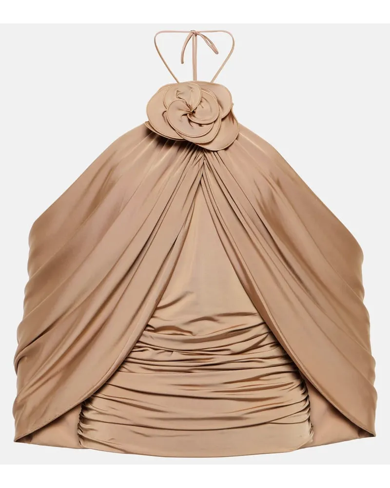 Magda Butrym Top con scollo allâamericana e applizazione floreale Beige
