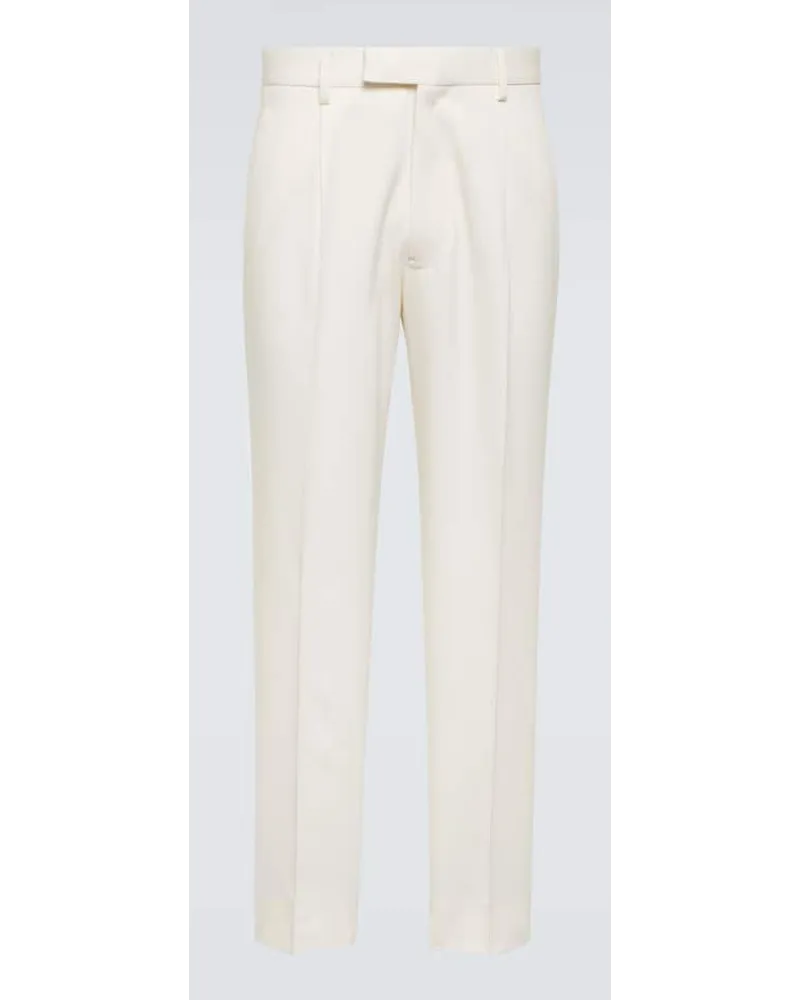 Ermenegildo Zegna Pantaloni regular in cotone e lana Bianco