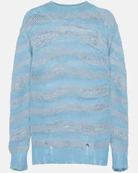 Acne Studios Pullover distressed a righe Blu