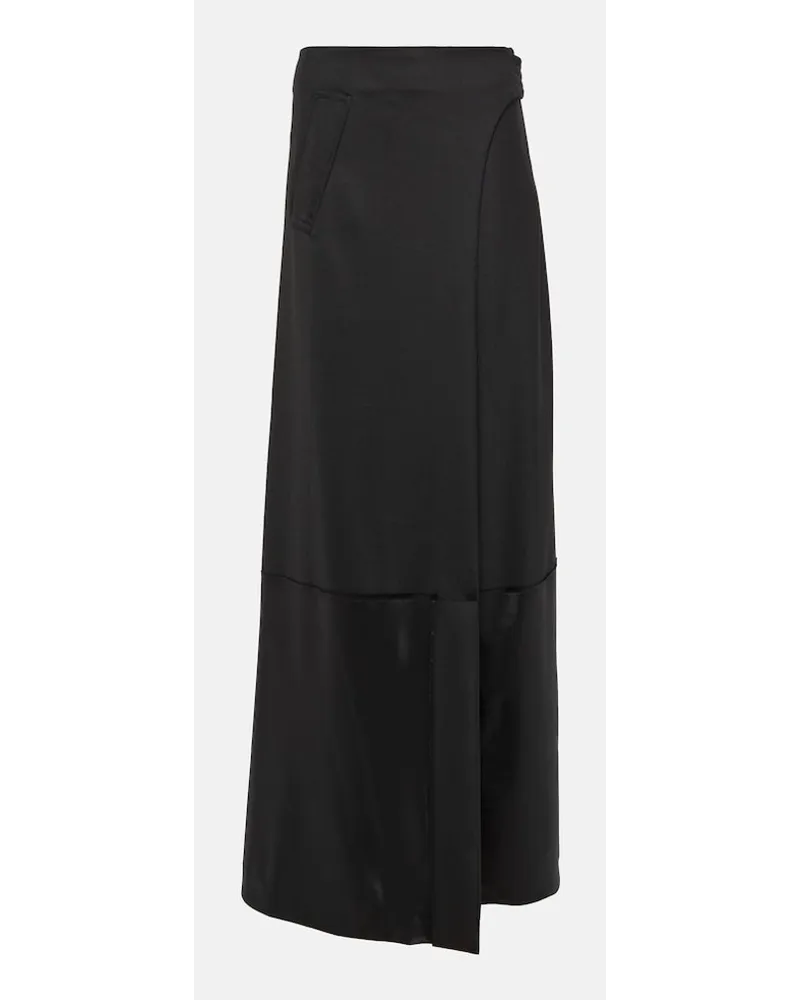 Victoria Beckham Gonna lunga in misto lana a vita alta Nero