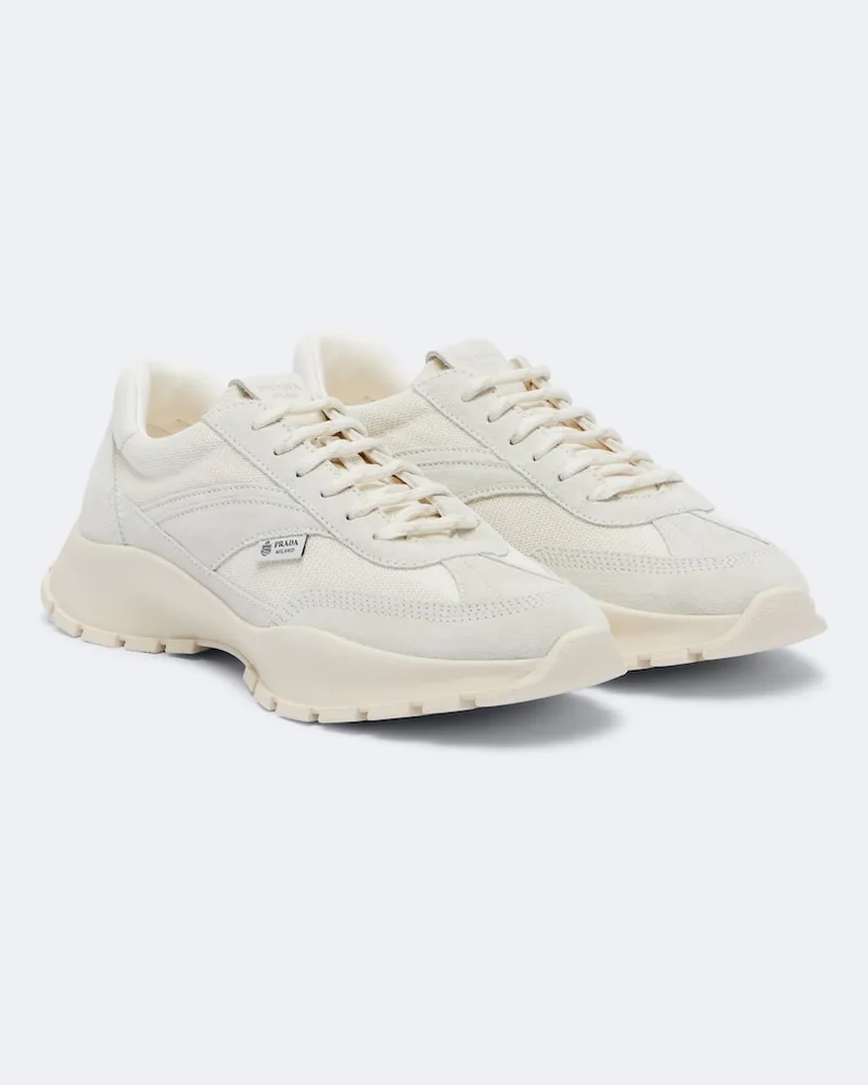 Prada Sneakers con suede Bianco