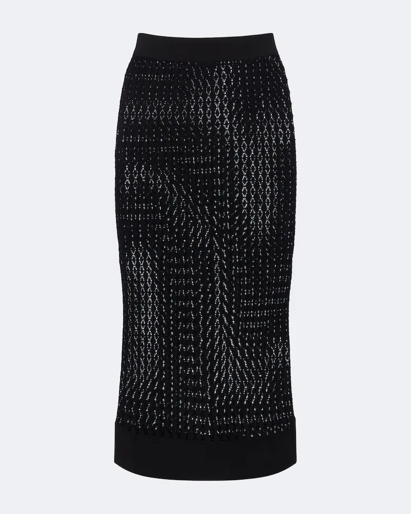 Saint Laurent Gonna a tubino in maglia pointelle Nero