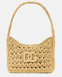 Dolce & Gabbana Borsa a spalla 3.5 DG effetto rafia Beige