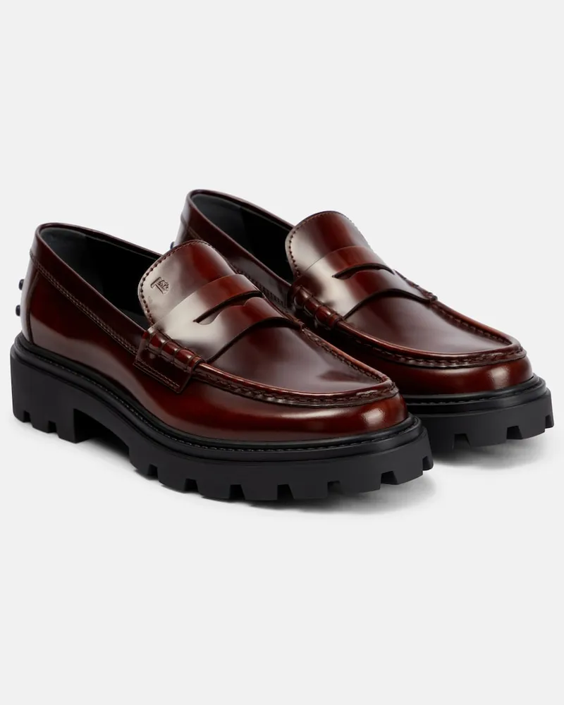 TOD'S Mocassini in pelle con platform Marrone