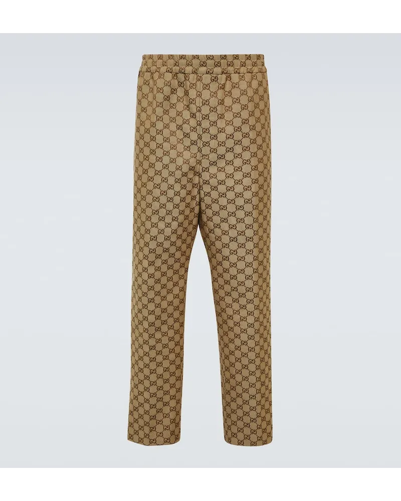 Gucci Pantaloni in misto cotone GG Supreme Beige