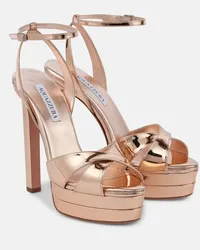 Aquazzura Sandali Divine in pelle con platform Oro