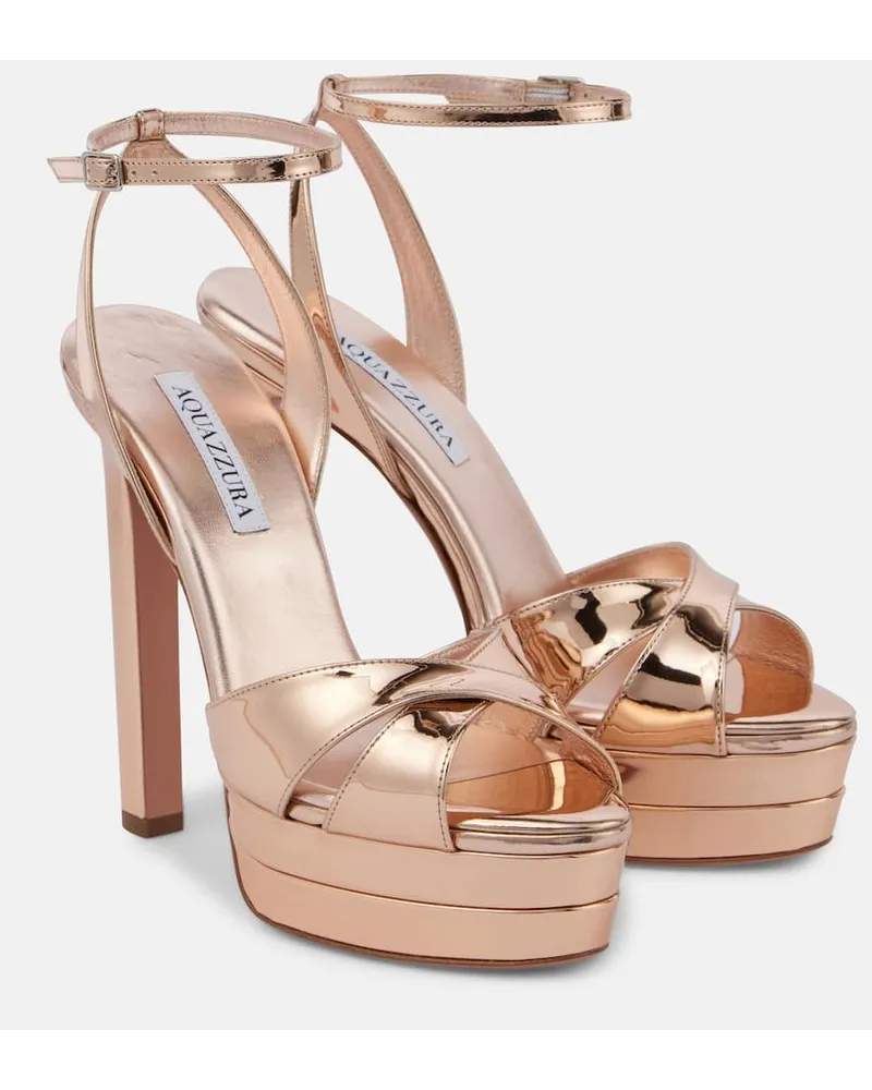 Aquazzura Sandali Divine in pelle con platform Oro