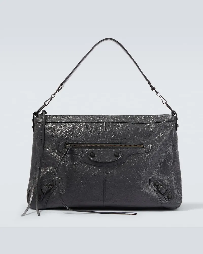 Balenciaga Borsa a spalla Le City Moto Medium in pelle Grigio