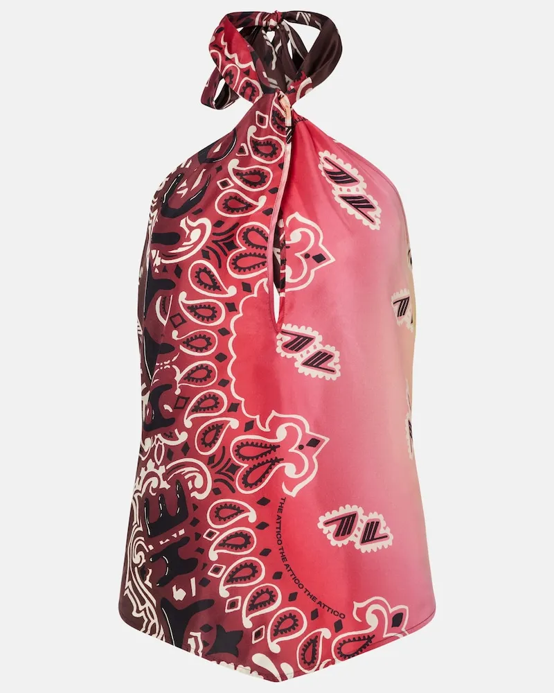 ATTICO Top in seta con stampa Multicolore