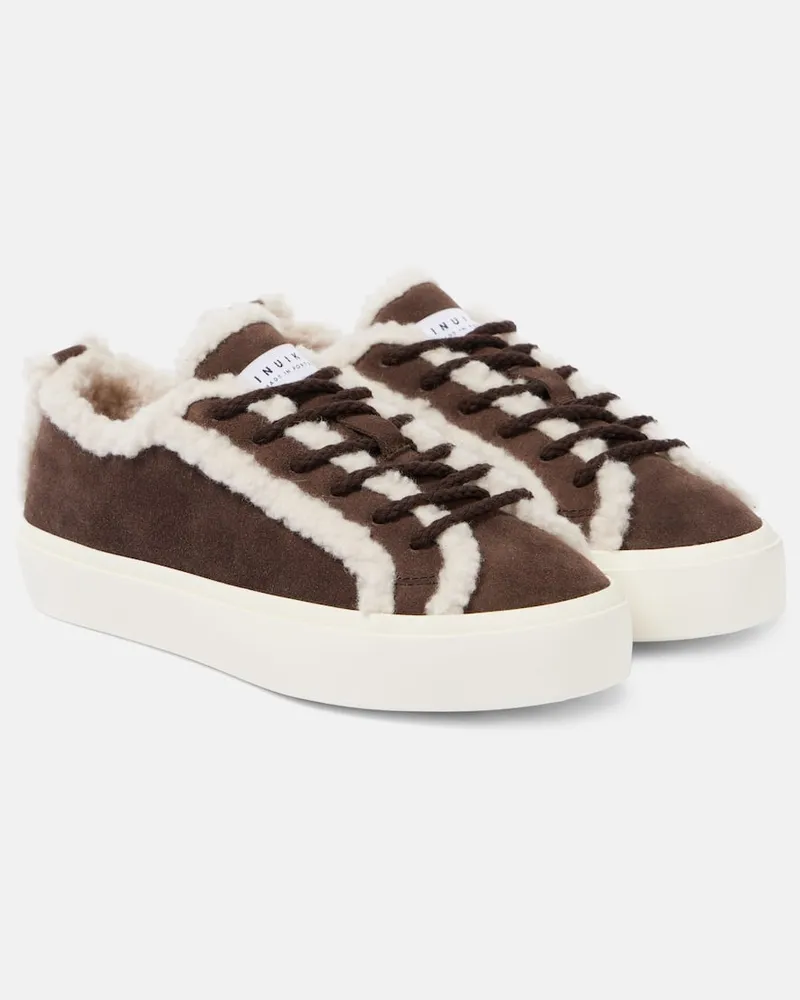 INUIKII Sneakers Classic in suede con shearling Marrone
