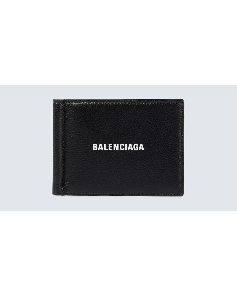 Balenciaga Portafoglio Cash in pelle fiore Nero