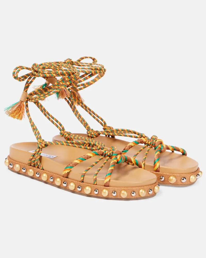 Aquazzura Sandali Tropical Rope in rafia Multicolore