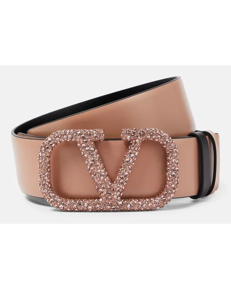 Valentino Garavani Cintura reversibile VLogo in pelle Rosa