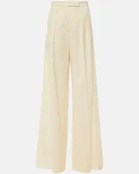 Max Mara Pantaloni a gamba larga Piombo in lana Bianco