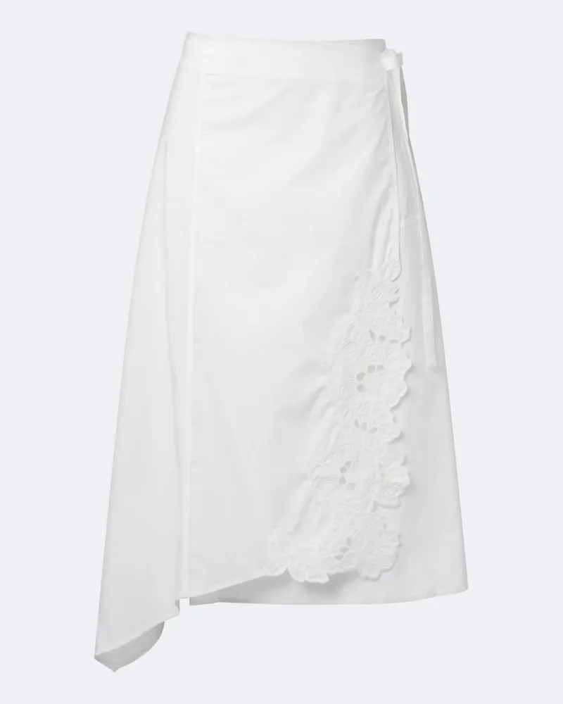 SIR Gonna midi Klara in cotone asimmetrica Bianco