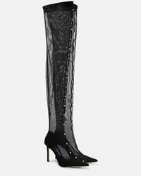 Jimmy Choo Stivali cuissardes Psyche 95 in mesh Nero