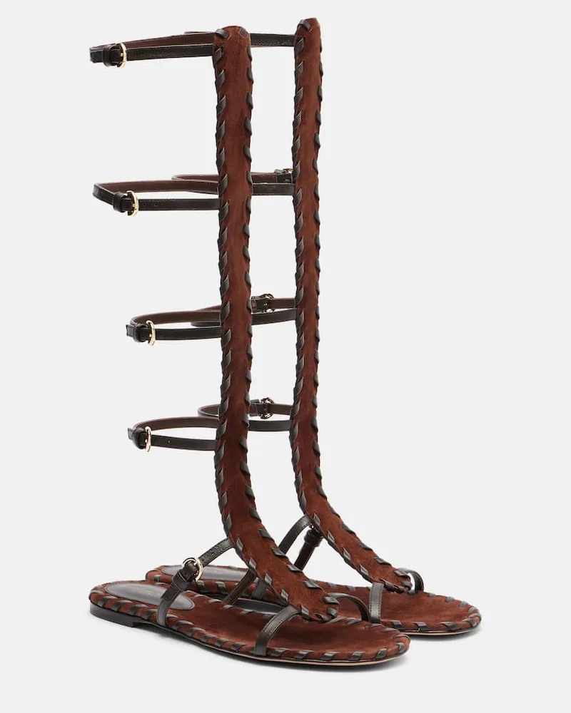 Gianvito Rossi Sandali gladiatore Zaira in suede e pelle Marrone