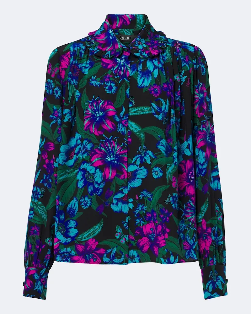Gucci Blusa Gucci Flora in seta Multicolore
