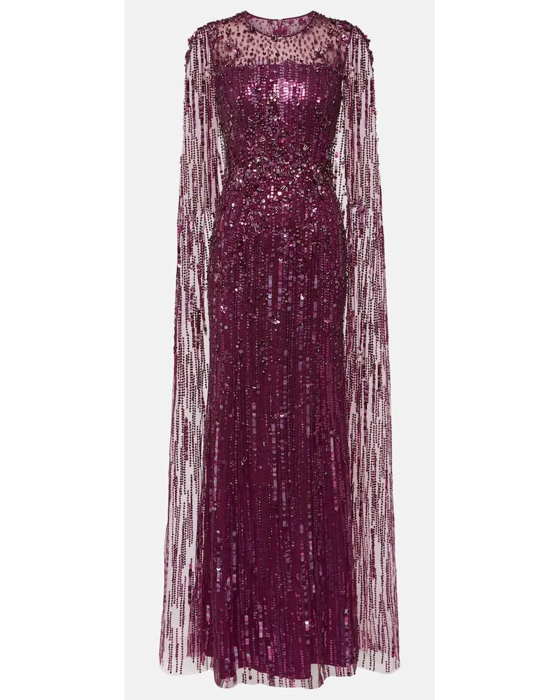 Jenny Packham Abito lungo Ruby con paillettes Rosso