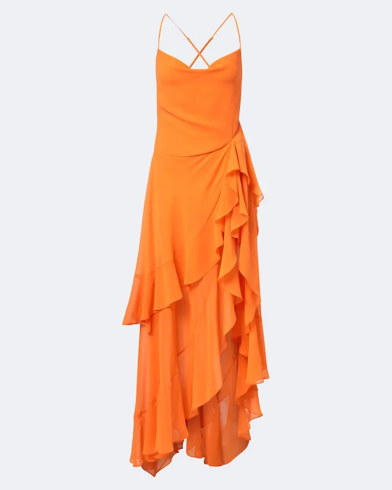 Retrofête Retrofête Abito lungo Samara in chiffon Arancione
