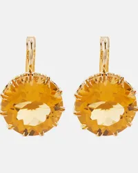 Ileana Makri Orecchini Crown Medium in oro giallo 18kt con citrini Arancione