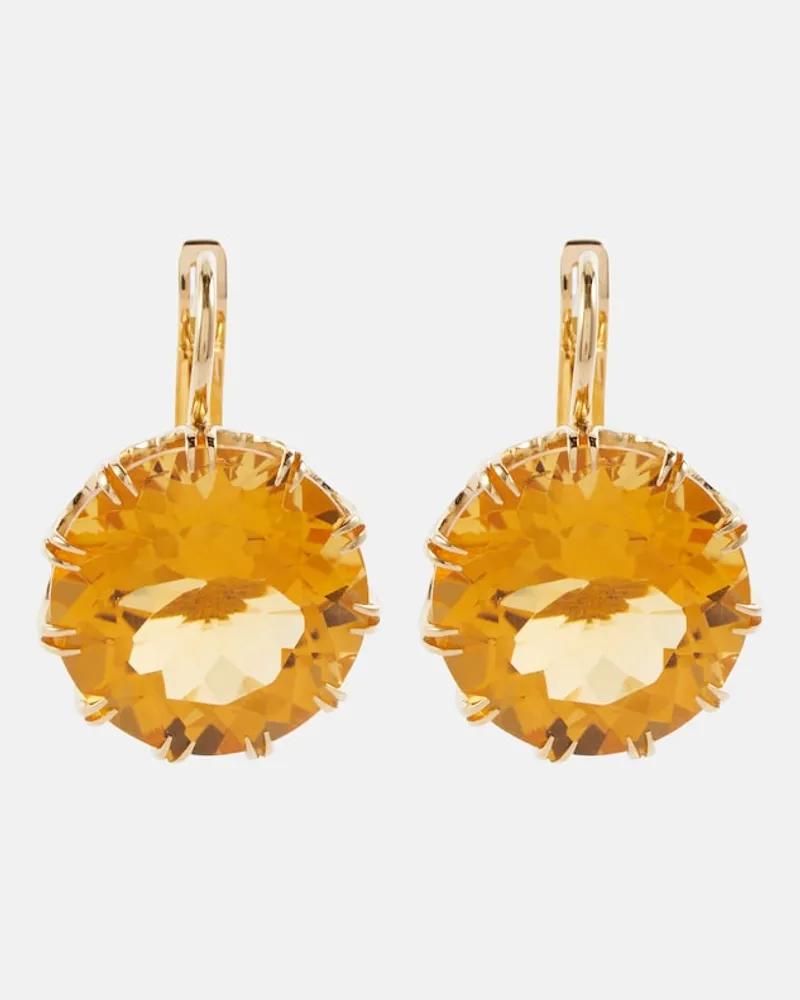 Ileana Makri Orecchini Crown Medium in oro giallo 18kt con citrini Arancione